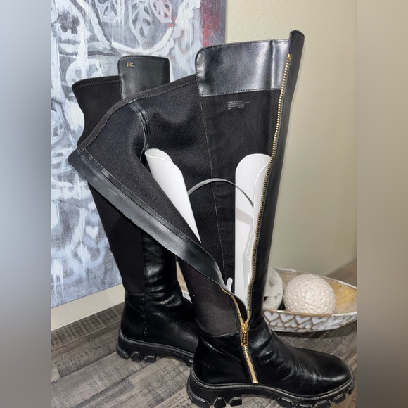MICHAEL KORS BLACK LEATHER RIDLEY OVER THE KNEE BOOTS SZ 8 - Picture 14 of 15